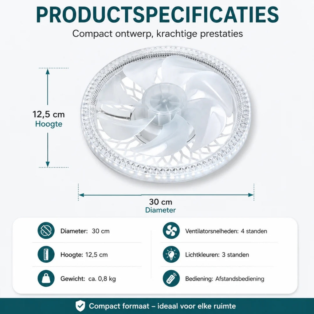 Smart Fan - Dimbare Plafondventilator met LED Lamp