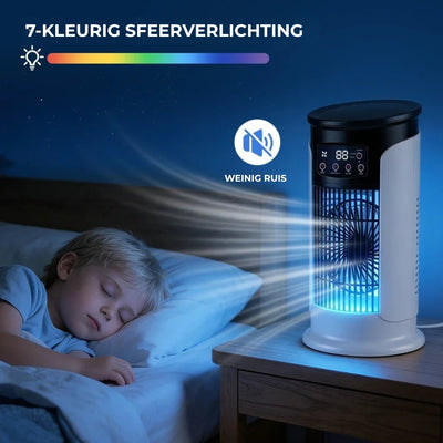 Draagbare Luchtkoeler - 3-in-1 Verkoeler Met LED Nachtlamp