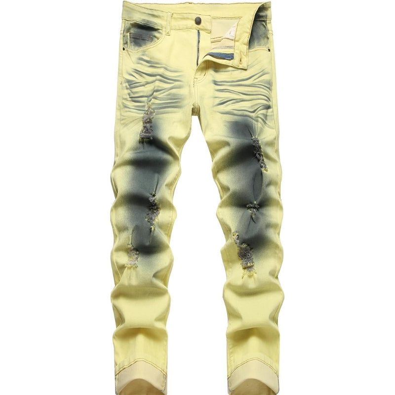 Ripped Slim Fit Jeans - Moderne Gescheurde Heren Jeans - Mick