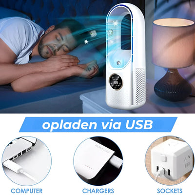 Draadloze luchtkoeler - Bladeloze ventilator voor thuis en kantoor