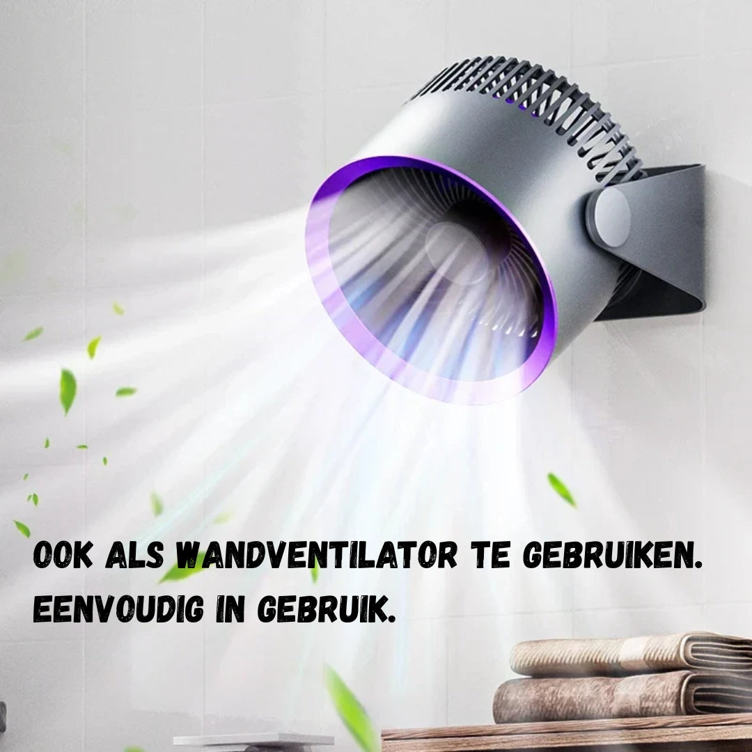 Draadloze ventilator - Oplaadbare Wandventilator Zonder Boren - BreezeFlow