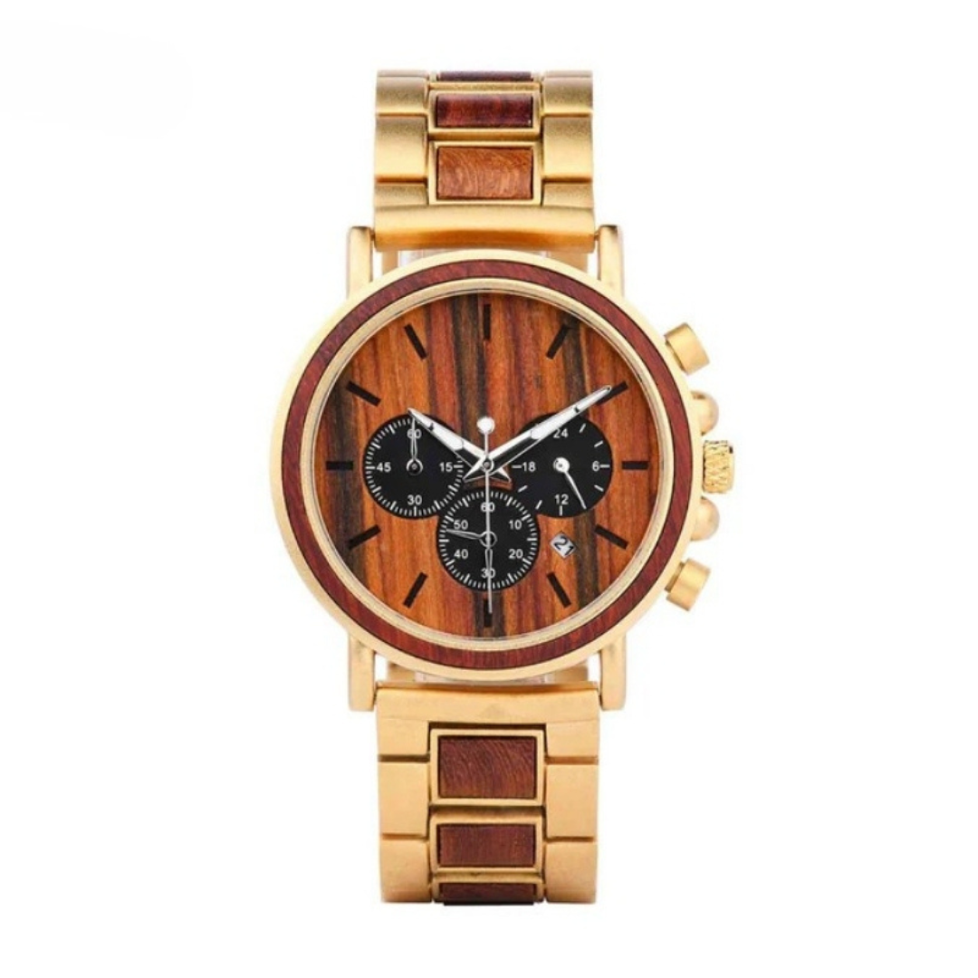 WoodTime Montre en Bois - Design Élégant et Multifonctionnel