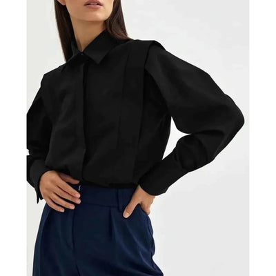 Rechte blouse voor dames met meerdere knopen