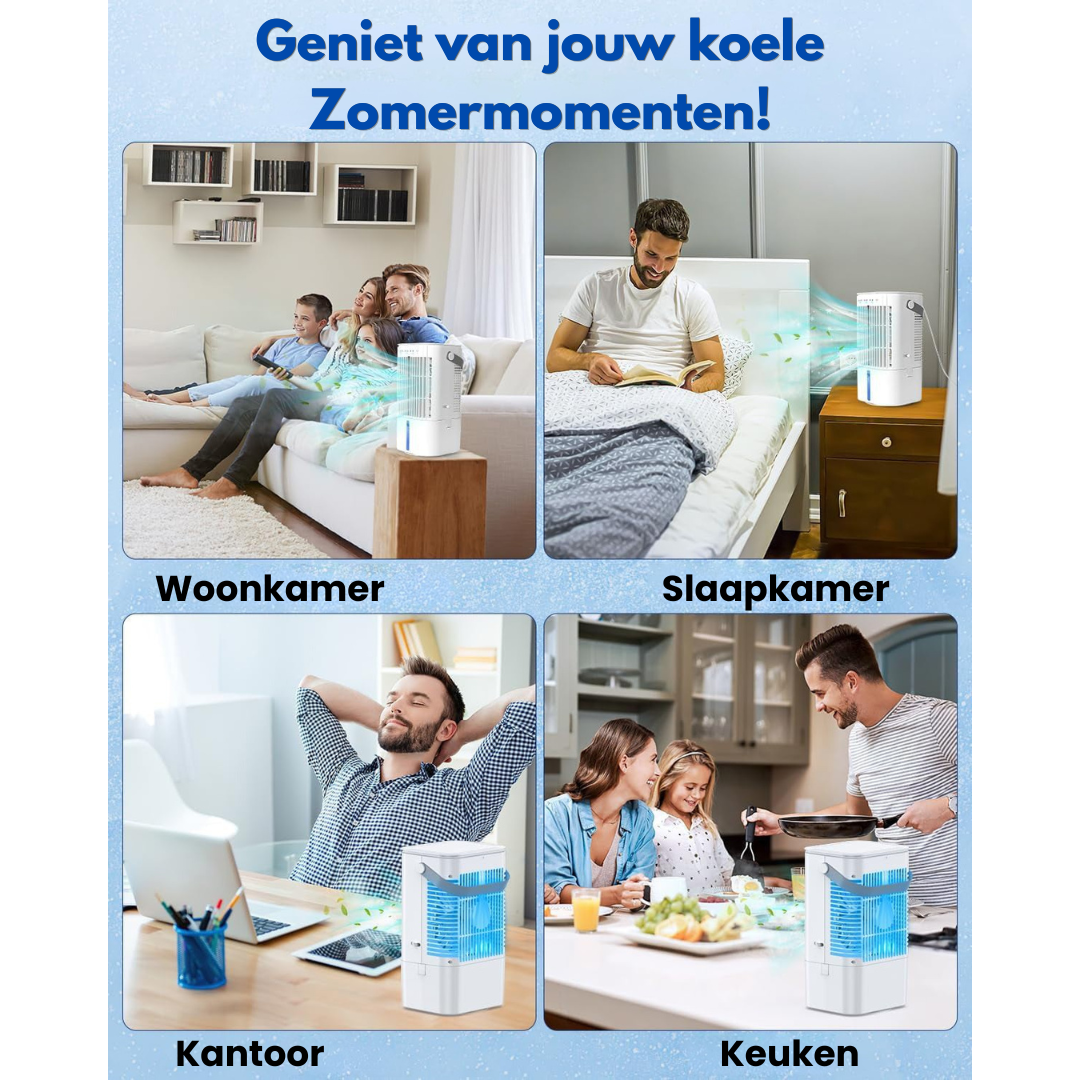 Airconditioner - 4-in-1 Draagbare Luchtkoeler voor Persoonlijke Verkoeling - FrostFlow