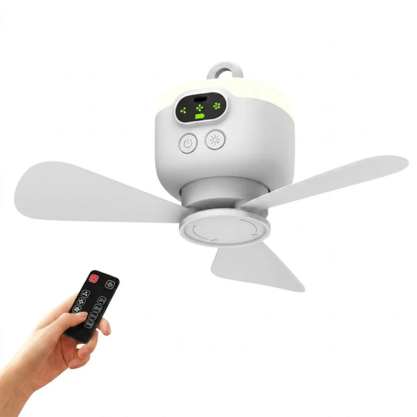 Wiederaufladbarer tragbarer Ventilator mit LED und Fernbedienung - BreezeLite