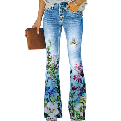 Flare jeans - Hoge Taille met 4 Knopen