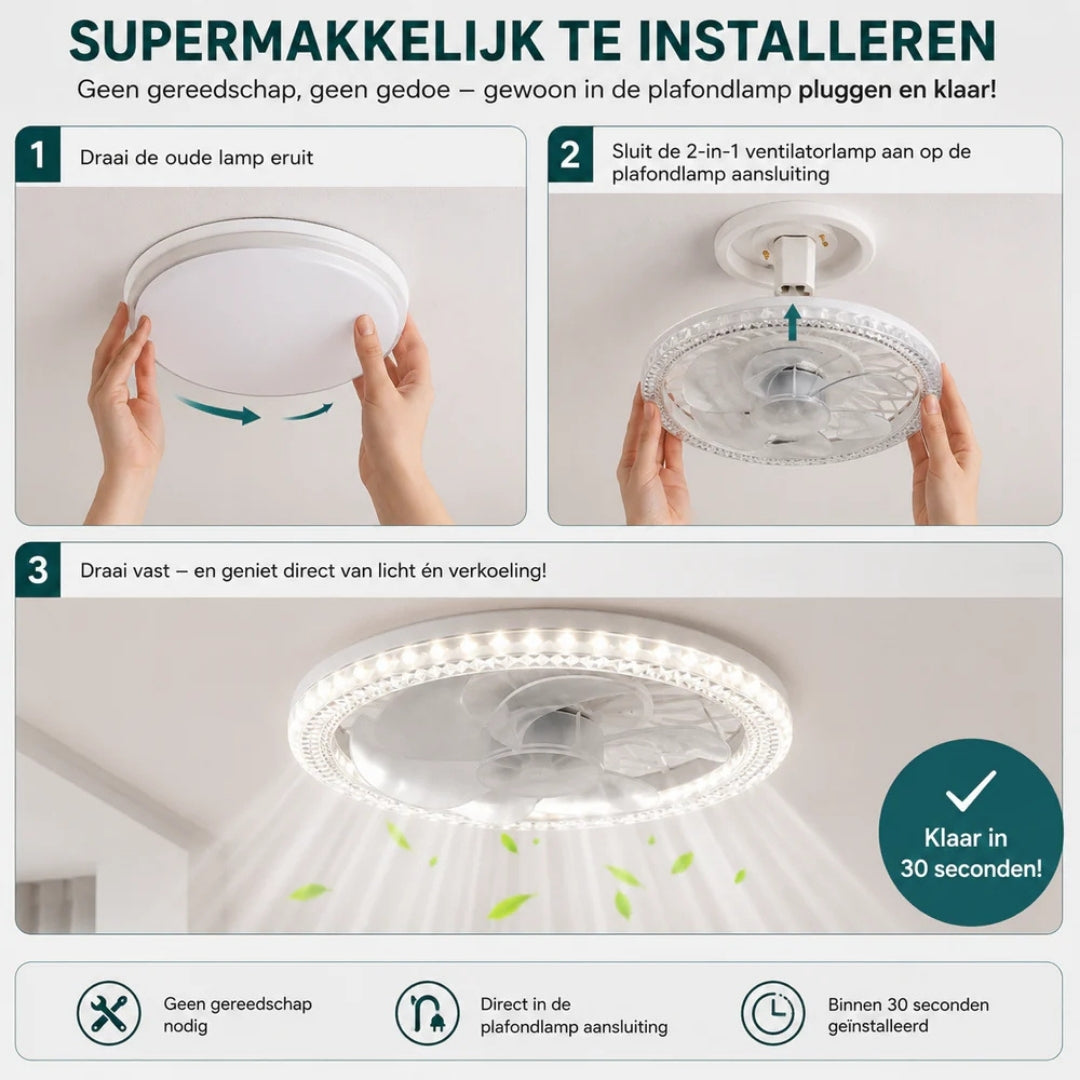 Smart Fan - Dimbare Plafondventilator met LED Lamp