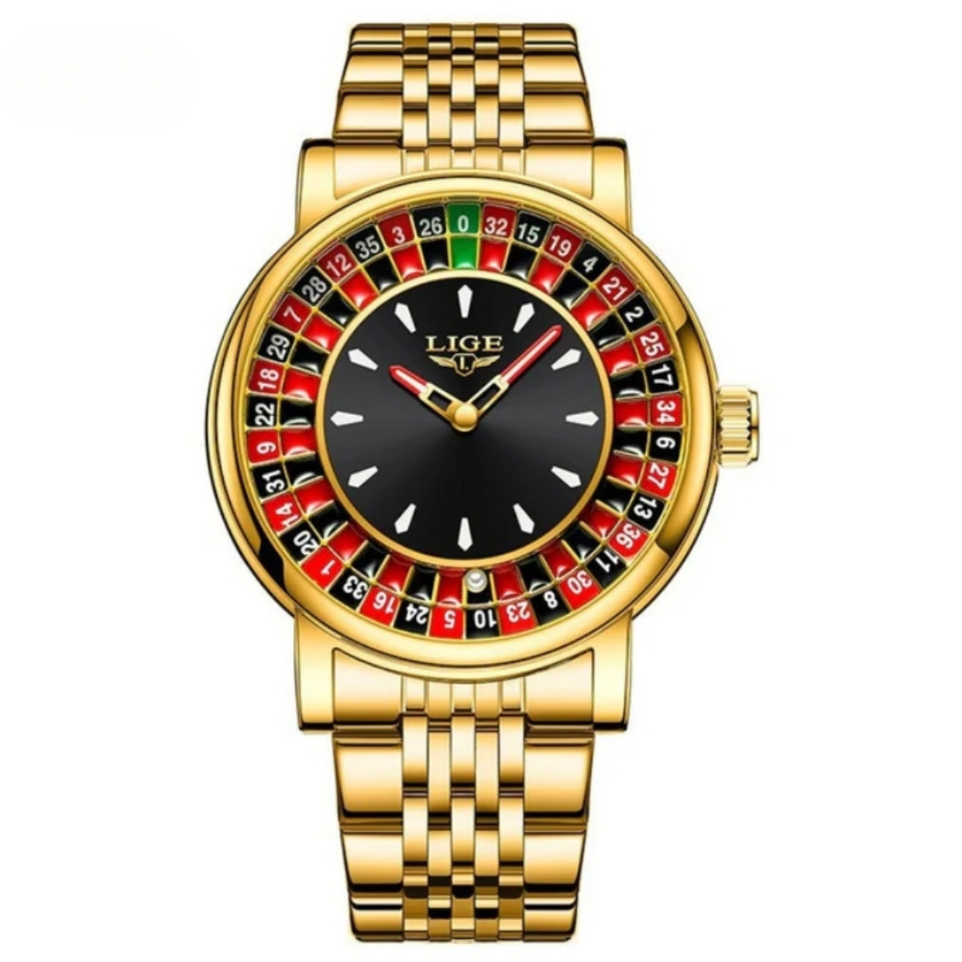 LIGE - Montre-Roulette - Style Casino Tournant avec Lumière et Étanche