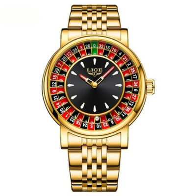 LIGE - Montre-Roulette - Style Casino Tournant avec Lumière et Étanche