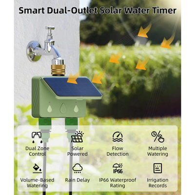 Slimme watertimer op zonne-energie met dubbel kanaal