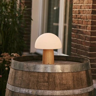Mushroom Lamp - Draadloze Houten Tafellamp met Touchbediening