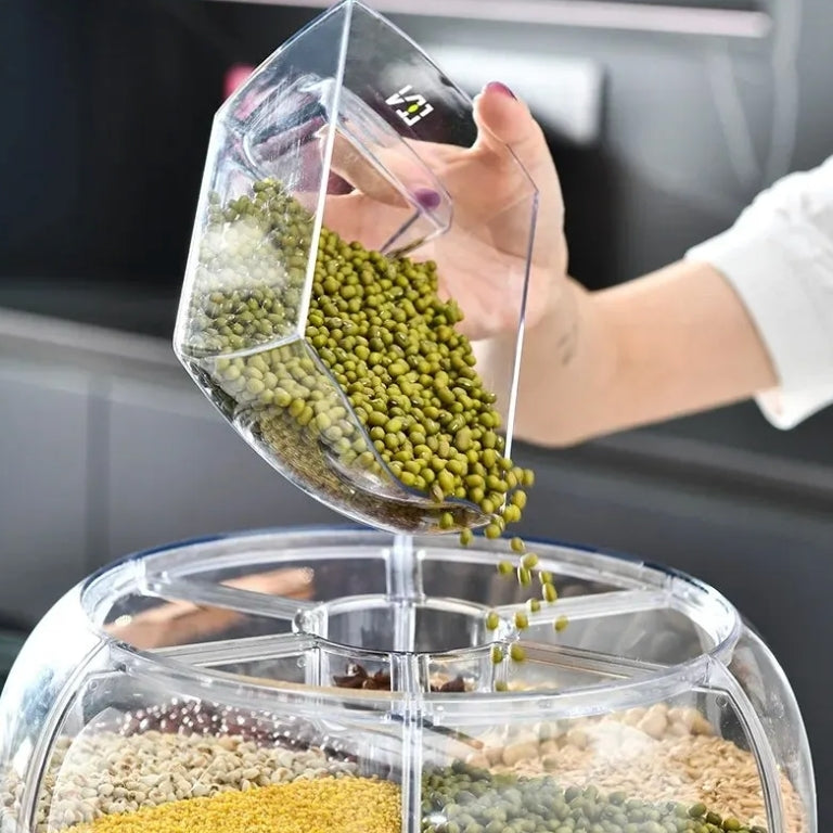 360° Roterende Graandispenser - Georganiseerde Keukenopslag - GrainFlow