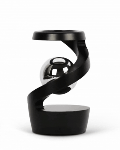 FluxSphere | Sculpture magnétique en spirale avec boule métallique flottante