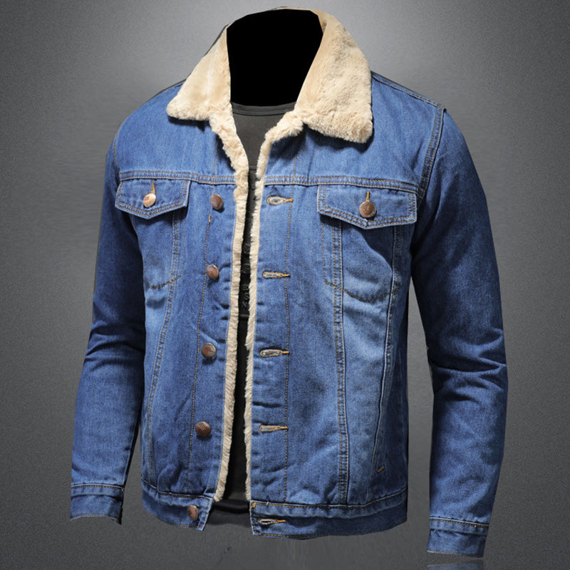 Stijlvolle Winter Fleece Windjack Denim Jas - Warme Casual Herenjas - Norvex