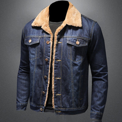 Stijlvolle Winter Fleece Windjack Denim Jas - Warme Casual Herenjas - Norvex