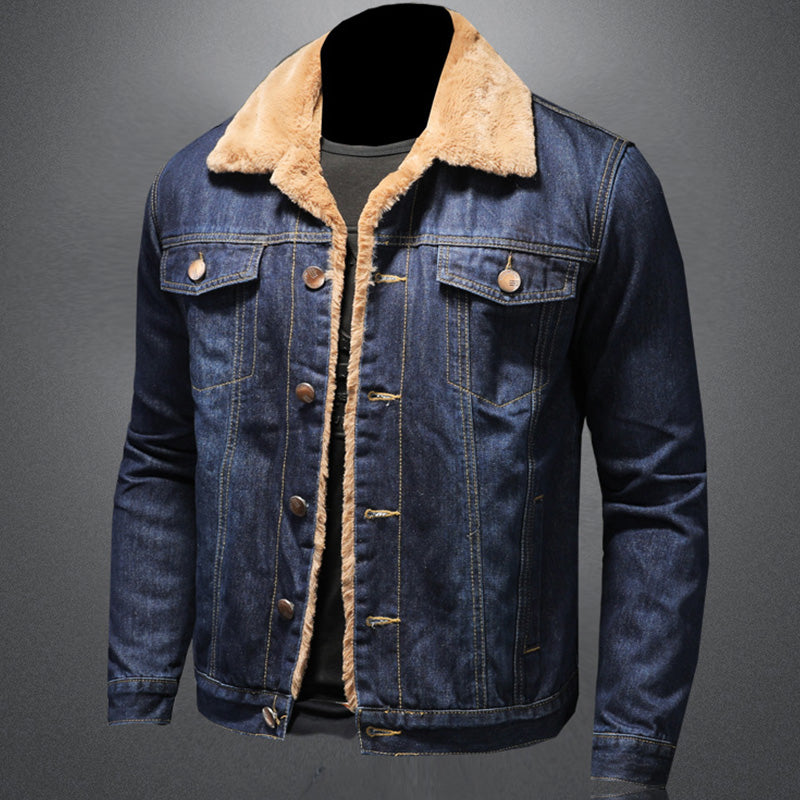 Stijlvolle Winter Fleece Windjack Denim Jas - Warme Casual Herenjas - Norvex