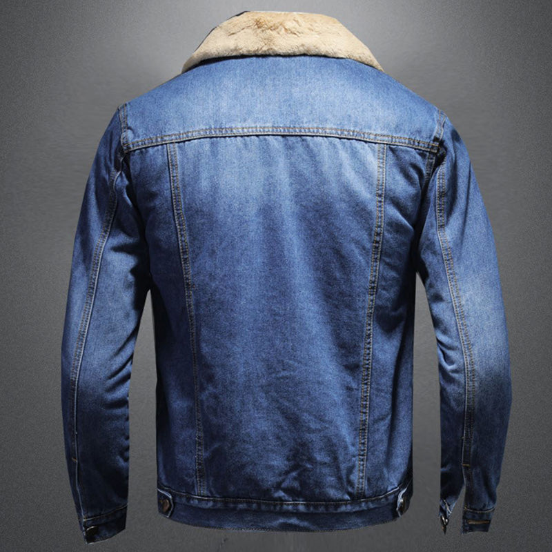Stijlvolle Winter Fleece Windjack Denim Jas - Warme Casual Herenjas - Norvex