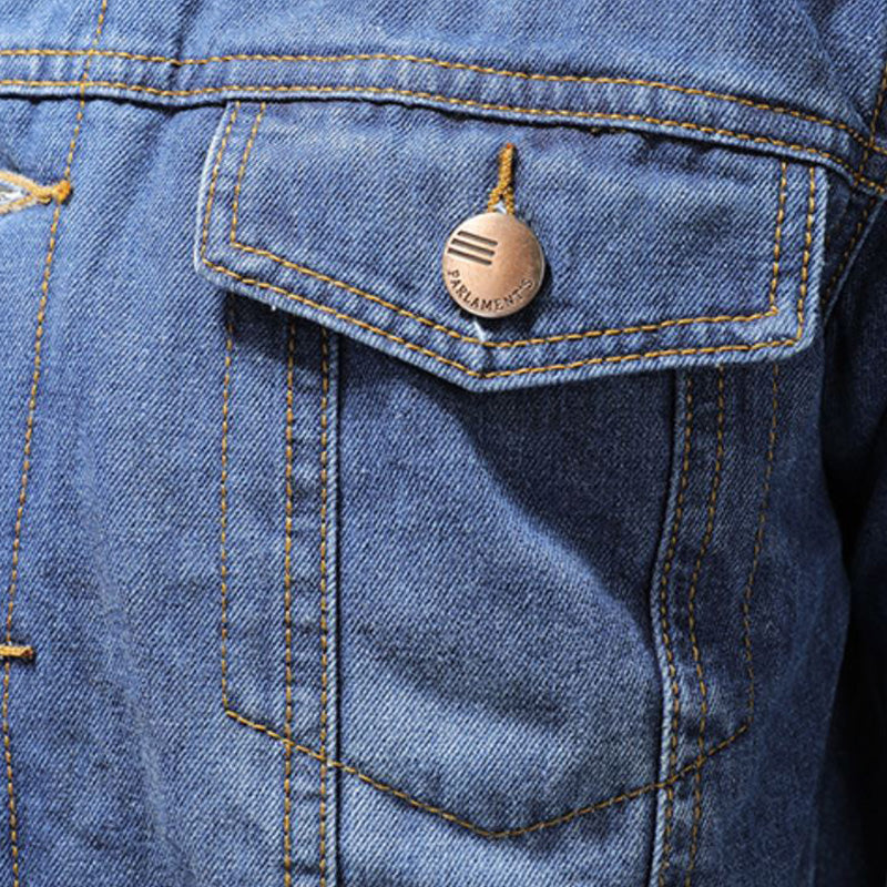 Stijlvolle Winter Fleece Windjack Denim Jas - Warme Casual Herenjas - Norvex