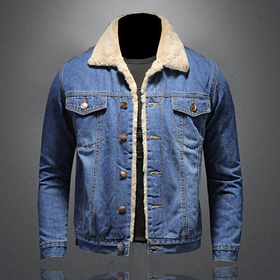 Stijlvolle Winter Fleece Windjack Denim Jas - Warme Casual Herenjas - Norvex