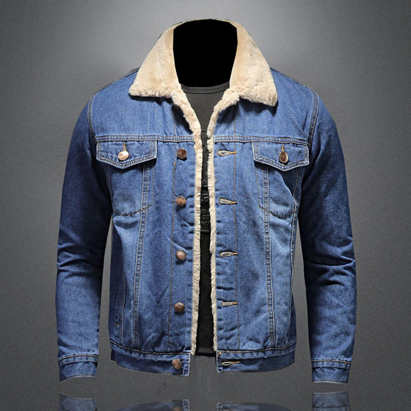 Stijlvolle Winter Fleece Windjack Denim Jas - Warme Casual Herenjas - Norvex