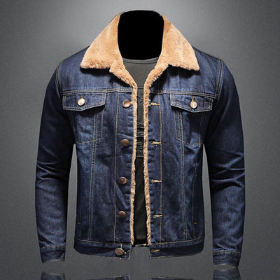 Stijlvolle Winter Fleece Windjack Denim Jas - Warme Casual Herenjas - Norvex