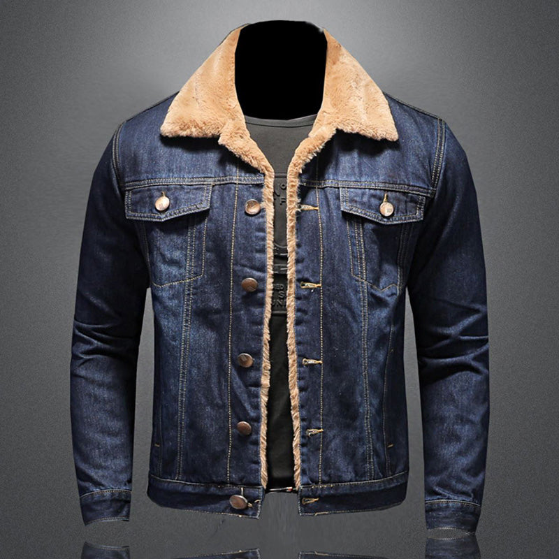 Stijlvolle Winter Fleece Windjack Denim Jas - Warme Casual Herenjas - Norvex