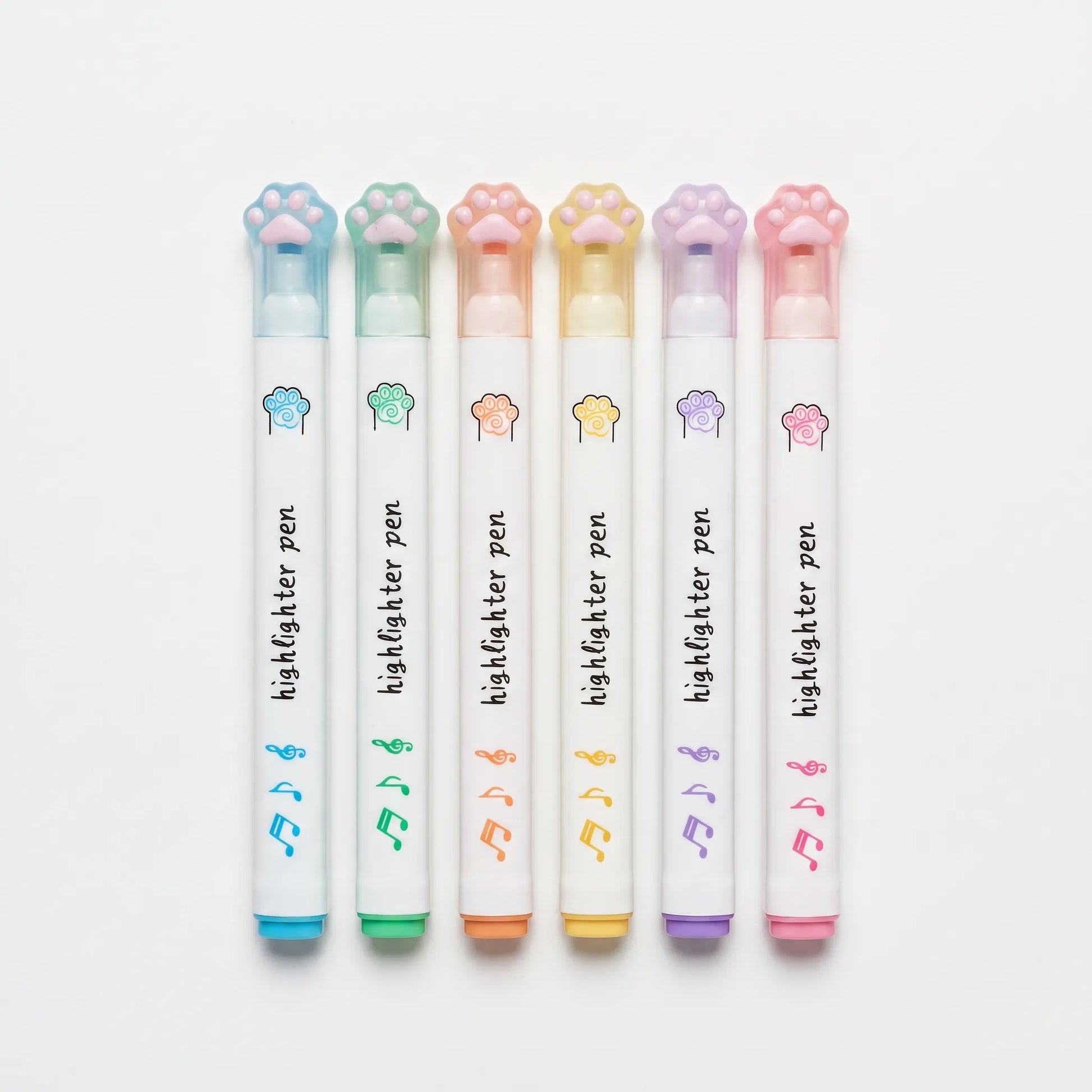 Pastel Markeerstiften Set - 6 Kleuren Met Speelse Kattenpootjes