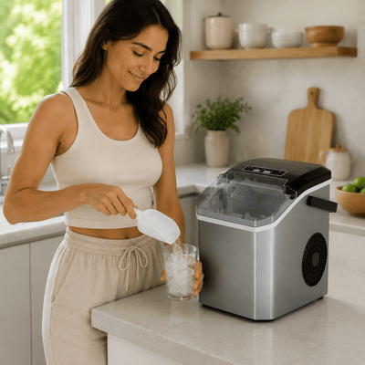 Draagbare ijsblokjesmachine - compact & automatisch