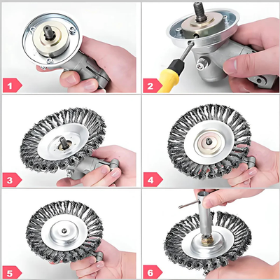 Brosse métallique pour débroussailleuse - Désherbage à 360° en acier