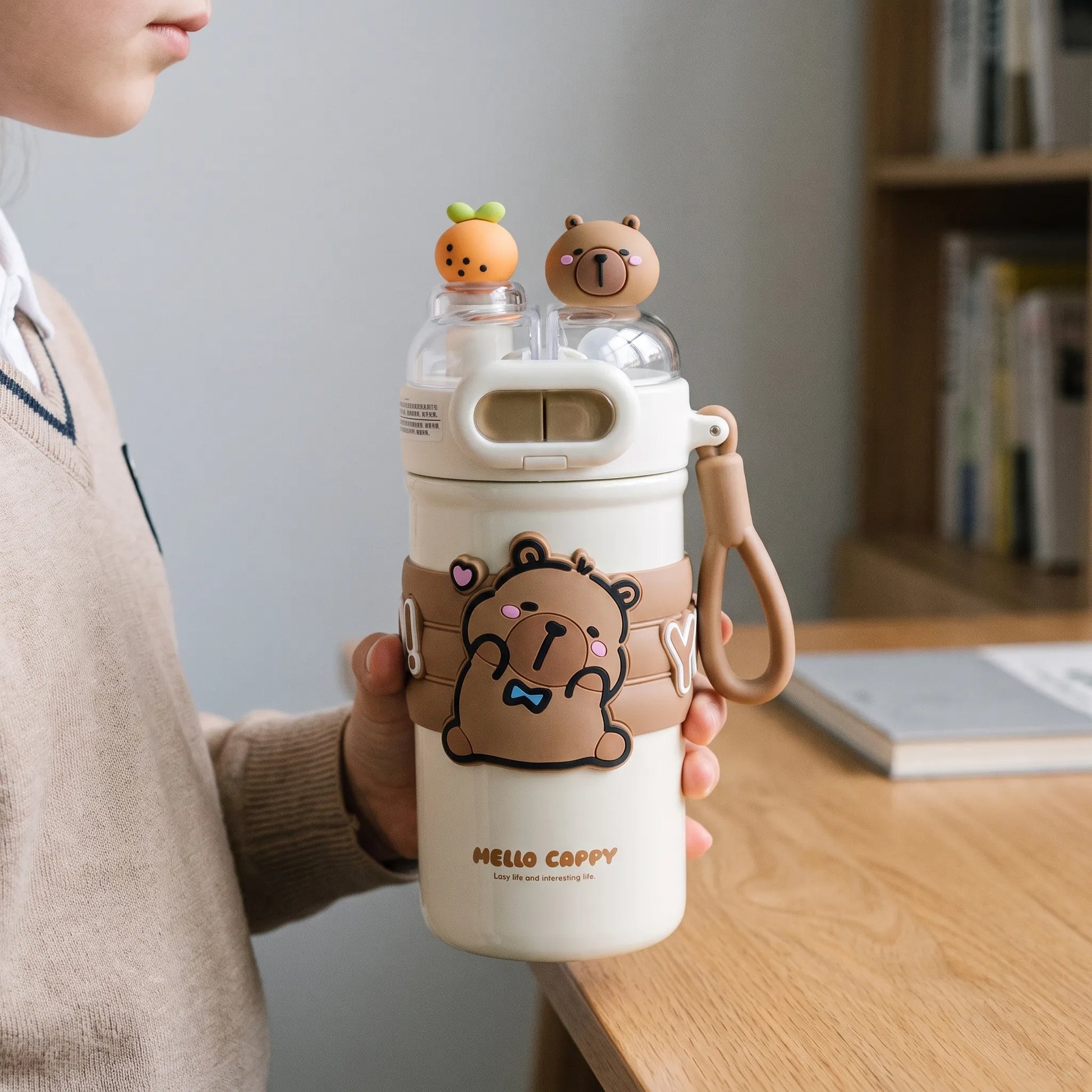 Capybara Drinkfles - Geïsoleerd Met 2 Compartimenten