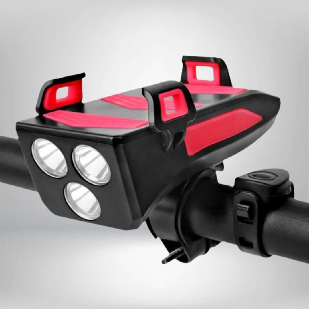 Support de téléphone - Gadget vélo 4-en-1 avec Powerbank & Lumière