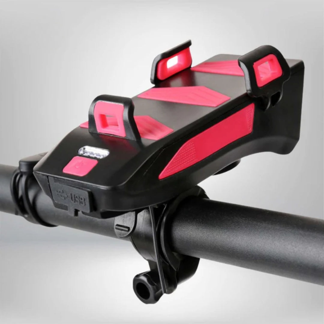 Support de téléphone - Gadget vélo 4-en-1 avec Powerbank & Lumière