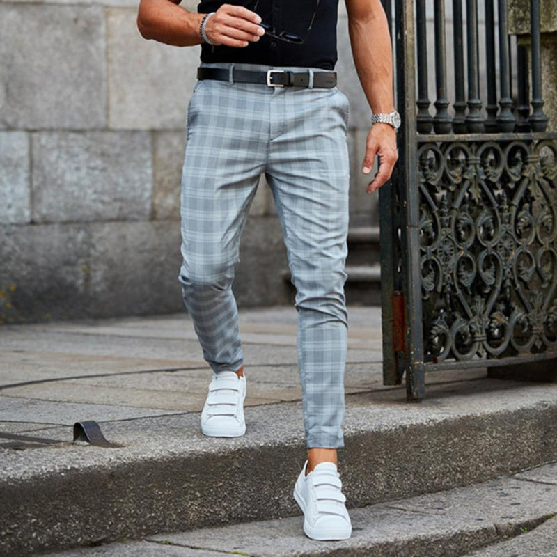 Chino - Geruite Slim Fit Broek - Urban
