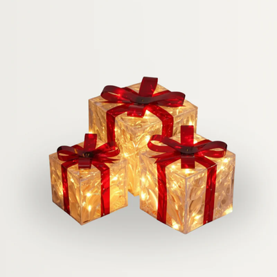 Boîtes cadeaux magiques - Lot de 3 décorations de luxe