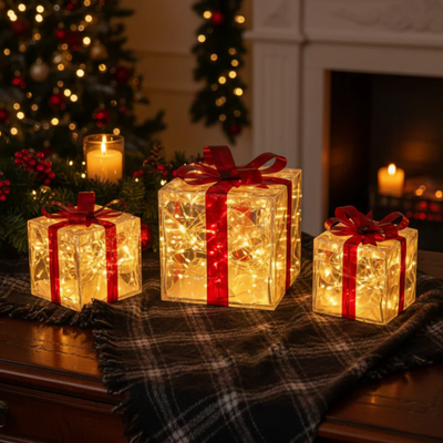 Boîtes cadeaux magiques - Lot de 3 décorations de luxe