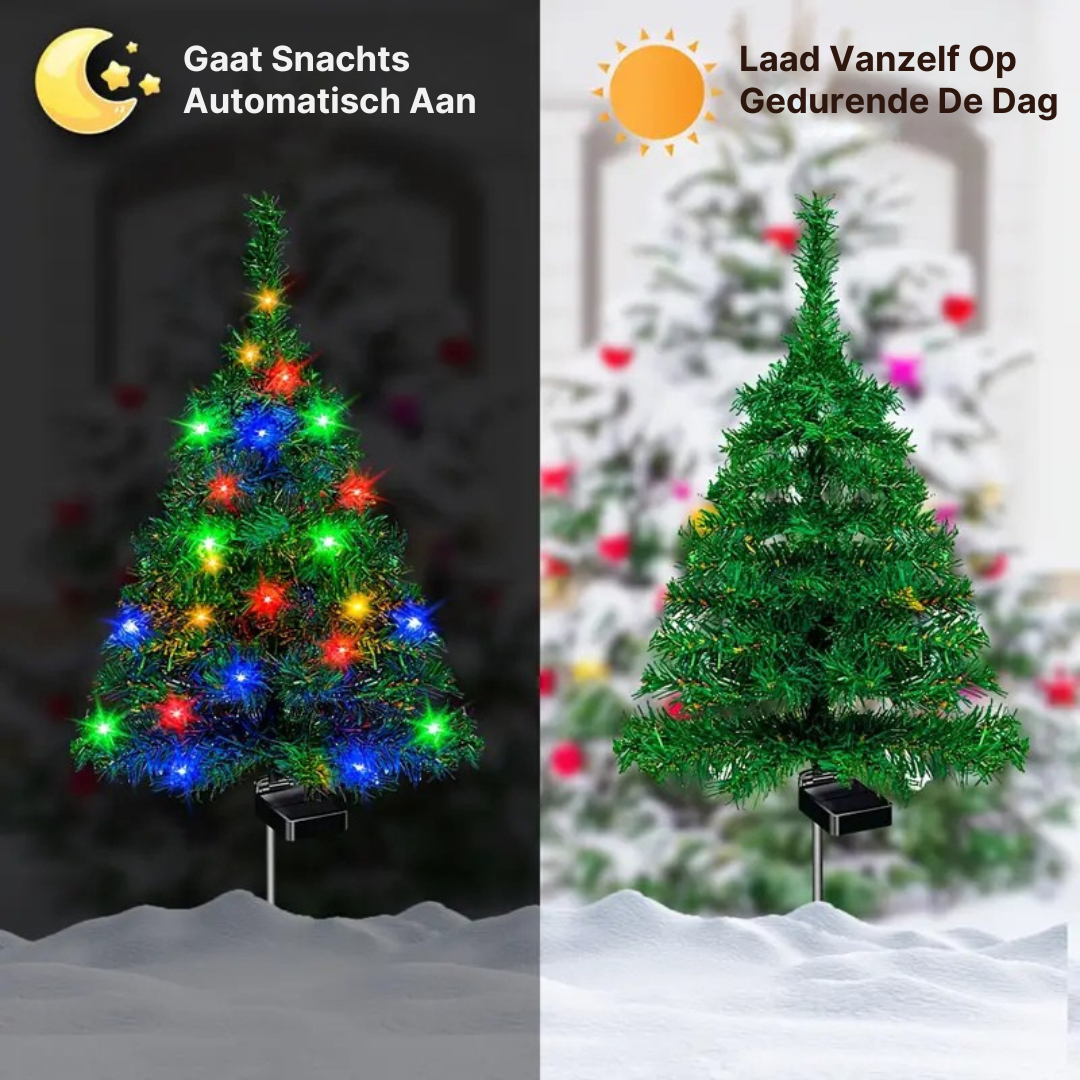 Mini sapin de Noël lumineux à énergie solaire