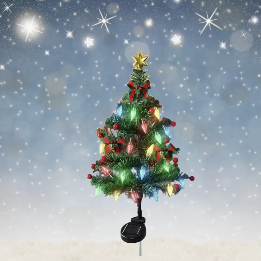 Mini sapin de Noël lumineux à énergie solaire