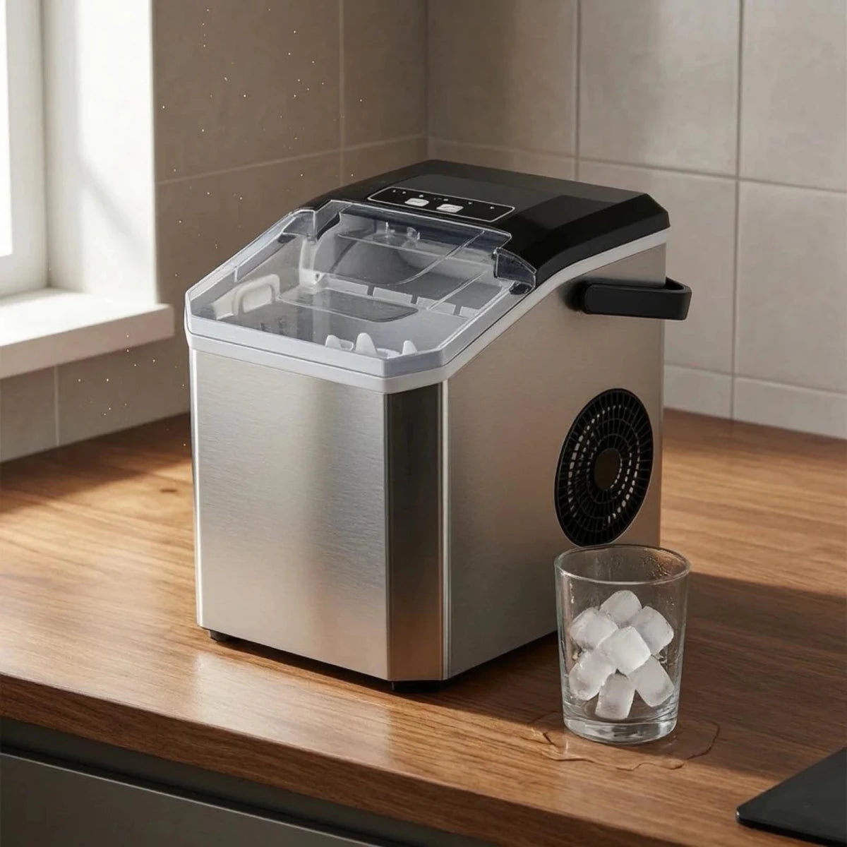 Draagbare ijsblokjesmachine - compact & automatisch