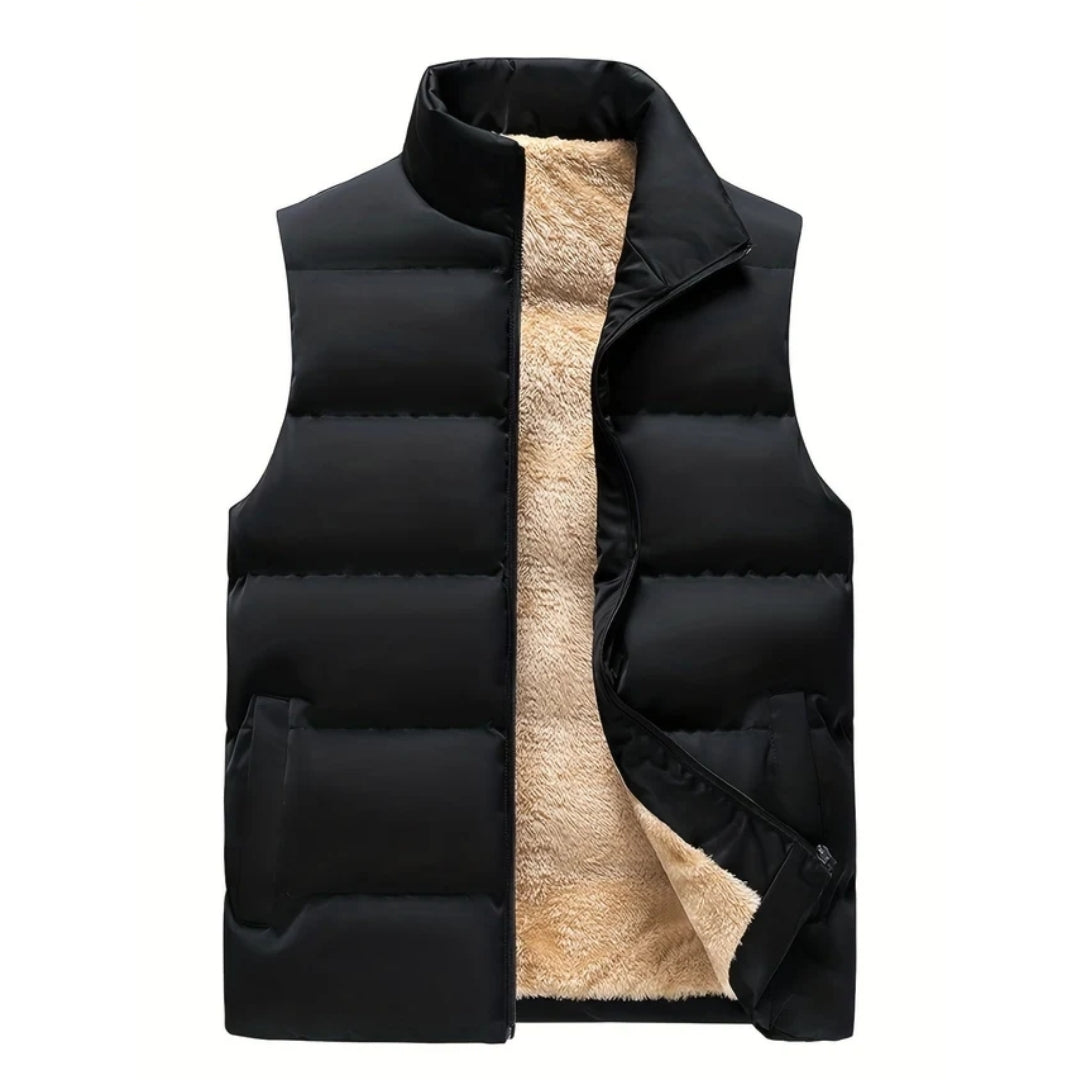 Fleece Winter Vest - Warme Herenkleding Met Opstaande Kraag