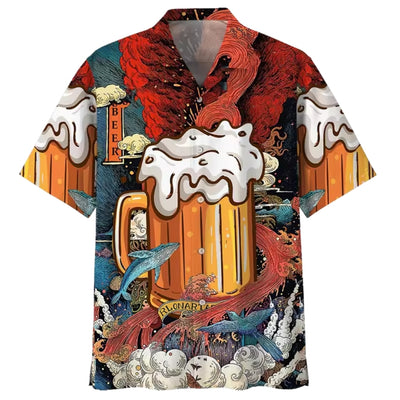 Oktoberfest Overhemd - 3D Bierfestival Print met Korte Mouwen