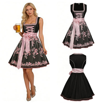 Oktoberfest Jurk Dames - Traditionele Beierse Stijl Met Roze Accenten