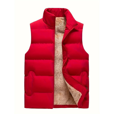 Fleece Winter Vest - Warme Herenkleding Met Opstaande Kraag