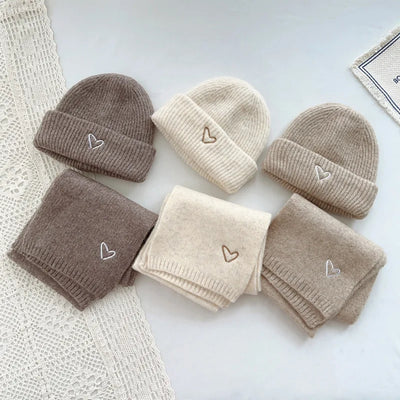 Gebreide Wollen Sjaal en Muts Voor Kinderen