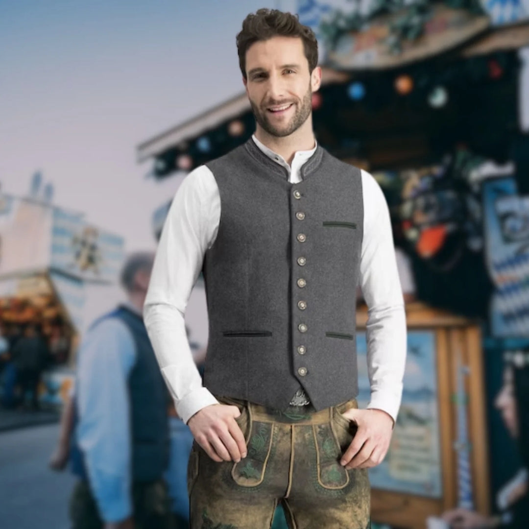 Traditionele Oktoberfest Trachtenvest Mannen - Geborduurde Details