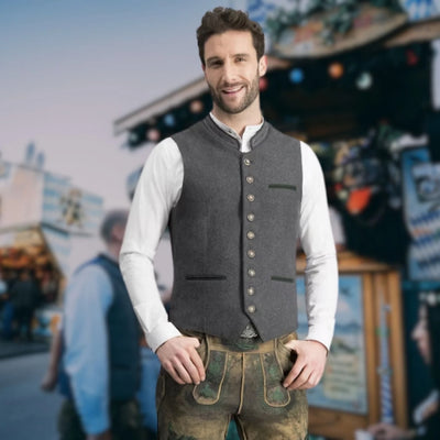 Traditionele Oktoberfest Trachtenvest Mannen - Geborduurde Details