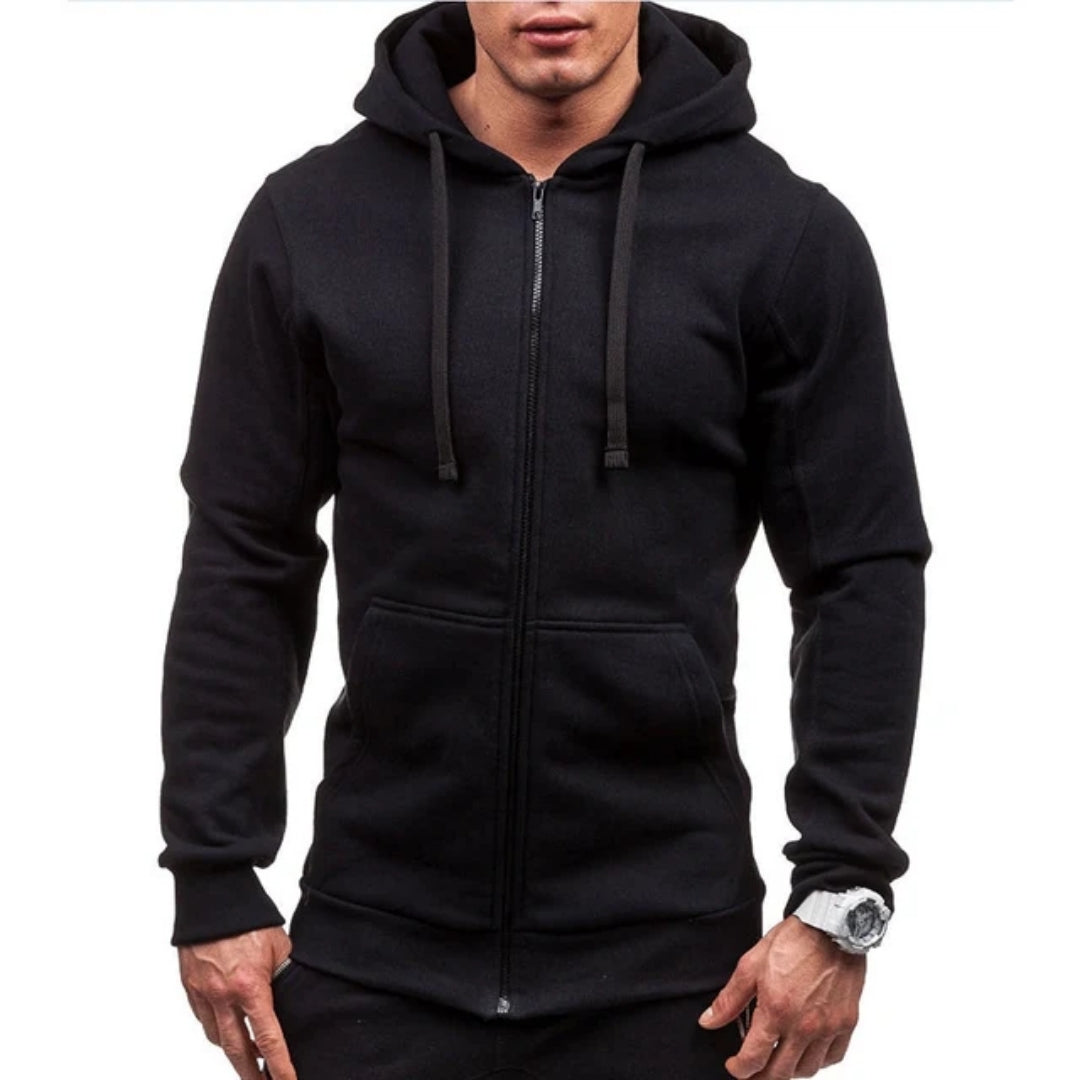 Winddichte Fleece Hoodie Voor Heren Met Rits - Daniel