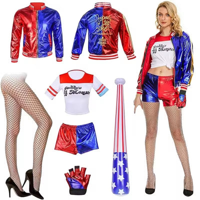 Halloween Kostuum Harley Quinn - Set met Jas en Broek