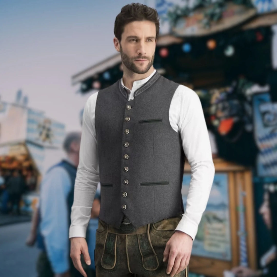 Traditionele Oktoberfest Trachtenvest Mannen - Geborduurde Details