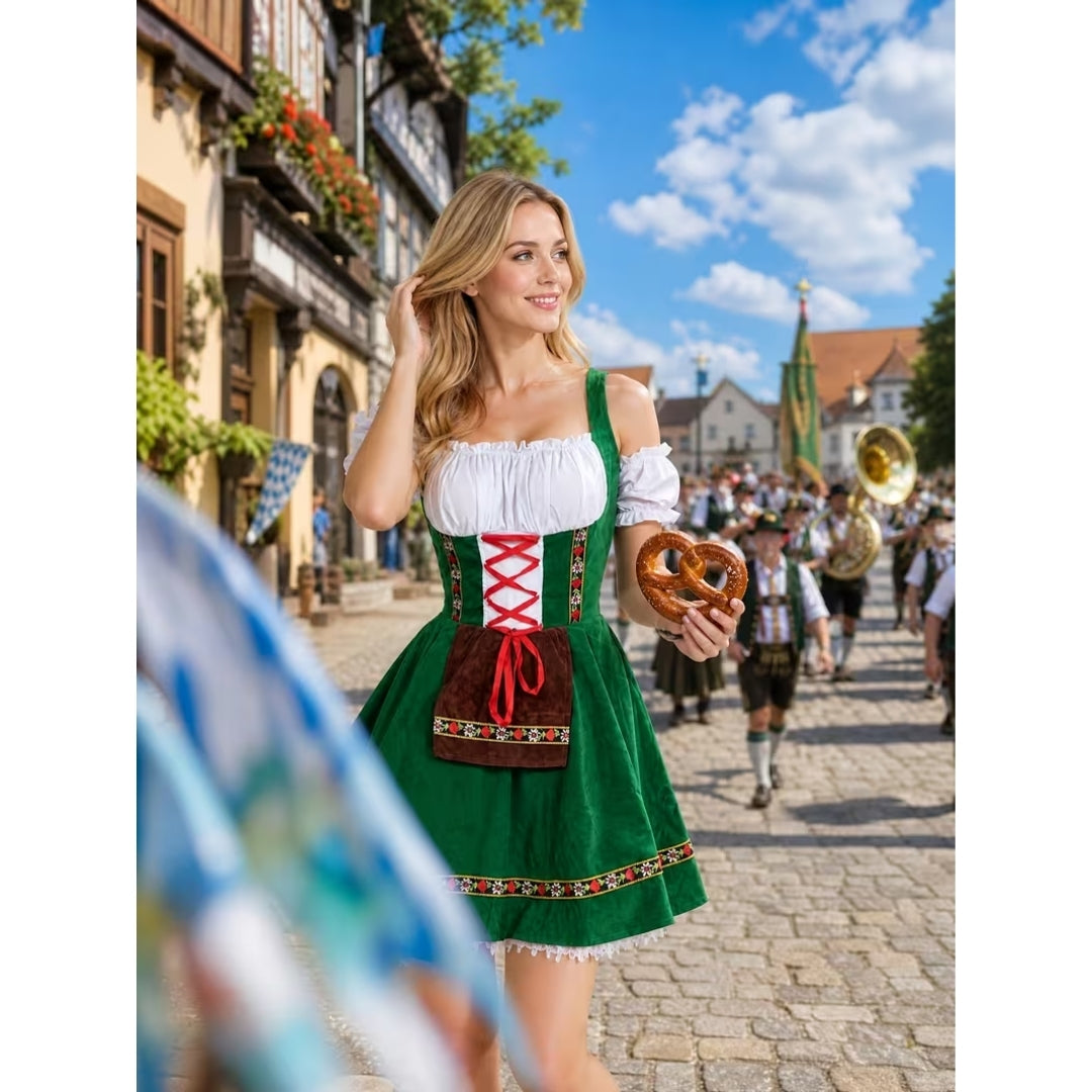 Oktoberfest Dirndl met Kant en Veterdetails - Hannah