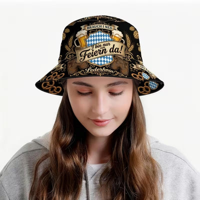 Oktoberfest Bucket Hat - Beierse Feestprint Voor Dames En Heren
